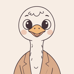 Cute vector illustration of a Ostrich for kids