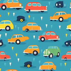 Car digital art seamless pattern, the design for apply a variety of graphic works