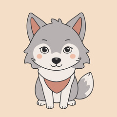 Cute vector illustration of a Wolf for youngsters' imaginative stories