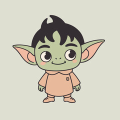 Cute vector illustration of a Goblin for children's bedtime stories