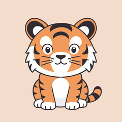 Cute Tiger for toddlers story books vector illustration