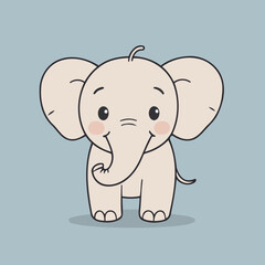 Cute Elephant for toddlers' learning books vector illustration
