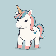 Naklejka premium Vector illustration of a cute Unicorn for kids books