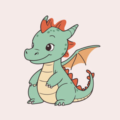Cute Dragon for kids' storybook vector illustration