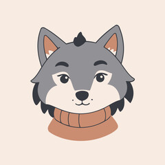 Vector illustration of a cute Wolf for children