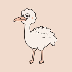 Cute Ostrich vector illustration for kids story book