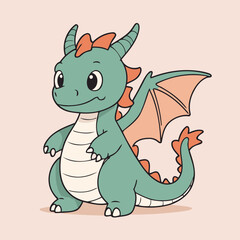 Vector illustration of a cute Dragon for toddlers story books