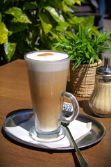 Cafe Latte on a table in a restaurant
