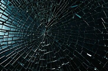 Obraz premium Texture of broken glass with cracks on a dark background