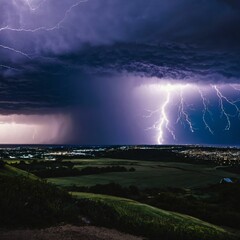 Lightning against a dark sky
