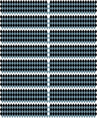 This Design showcases a repeating pattern featuring a geometric design. The pattern creates a visually striking and dynamic effect due to its alternating colors and the repetition of geometric shapes.
