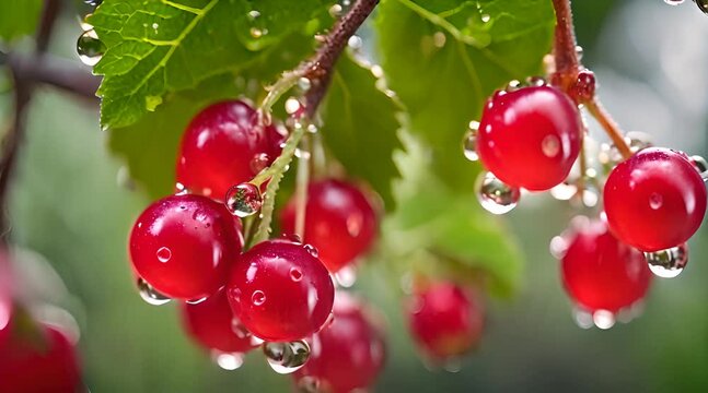 Groseille rouge fra&icirc;che avec des gouttes d'eau