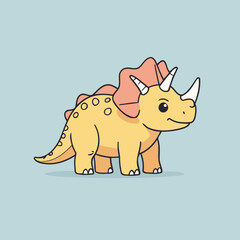 Cute Triceratops for toddlers story books vector illustration