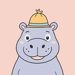 Naklejka premium Cute Hippo for toddlers vector illustration