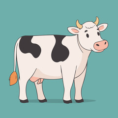 Cute vector illustration of a Cow for early readers' delight