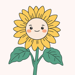 Cute vector illustration of a Sunflower for children book
