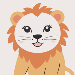 Cute vector illustration of a Lion for youngsters' picture books