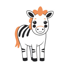 Cute vector illustration of a Zebra for youngsters' imaginative stories