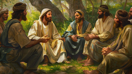 Fototapeta premium Jesus Speaking to a Group of People