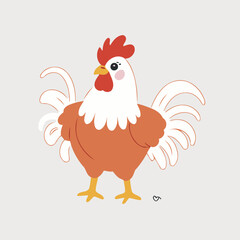 Vector illustration of a winsome Rooster for children's literature