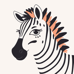 Vector illustration of a cute Zebra for toddlers books