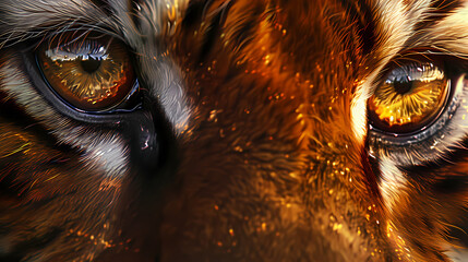 Big eyes. Eyes of a red tiger close up. --ar 16:9 - Powered by Adobe
