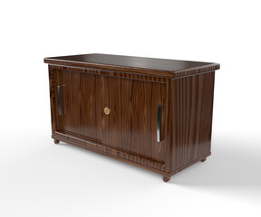 large bedside table with two doors and three drawers made of teak wood for home decoration
