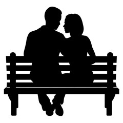 a romantic couple sitting on a bench in a romantic pose on a white background
