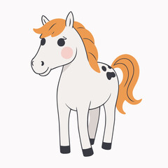 Cute Horse for young readers' picture book vector illustration