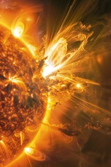 Solar flare on the Sun, causes magnetic storms on Earth