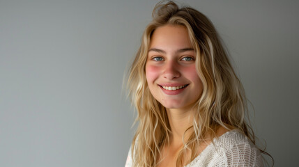 Fototapeta premium Smiling Blonde Woman With Long Hair