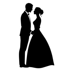 Romantic Bride and groom vector silhouette