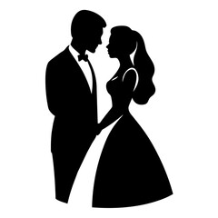 Romantic Bride and groom vector silhouette