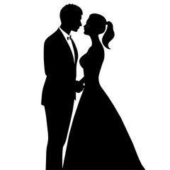 Romantic Bride and groom vector silhouette