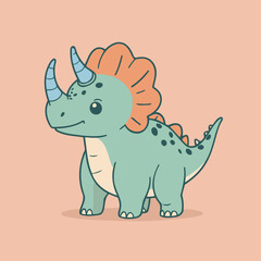 Cute Triceratops for children's literature vector illustration
