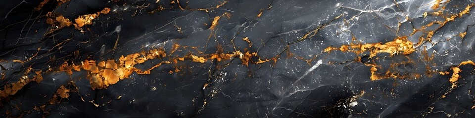Elegant Dark Marble Texture with Golden Veins - Luxurious Abstract Background for High-End Design and Branding Projects