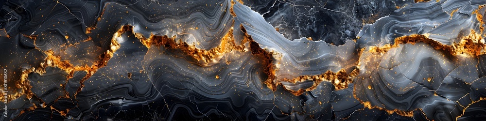 Poster black and gold marbled texture abstract background with dramatic lighting effect and geometric patte