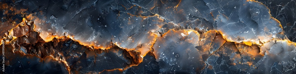 Poster Black marble texture background with golden veins and dark fractal patterns creating a dynamic,moody,and industrial-inspired design