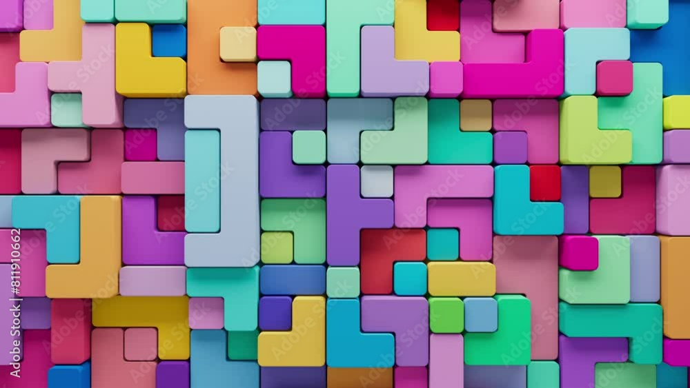 Poster 3d motion rendering of an abstract background of multi-colored rounded shapes loop in a 4k 60fps res