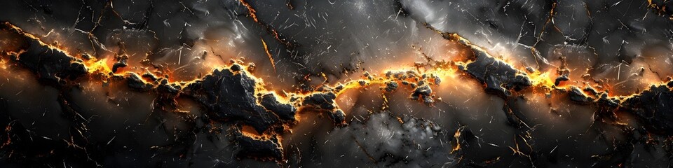 Fiery Marble Texture:Dramatic Black Stone Background with Explosive Volcanic Patterns and Chaotic Fractal Designs