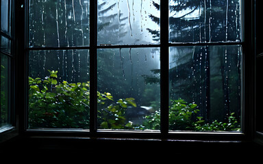 The sound of rain patters against the windowpanes.
