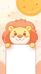 Cheerful Lion Character with Sunny Background for Kid s Design Graphic and Branding