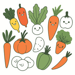 Cute Veggies for toddlers books vector illustration