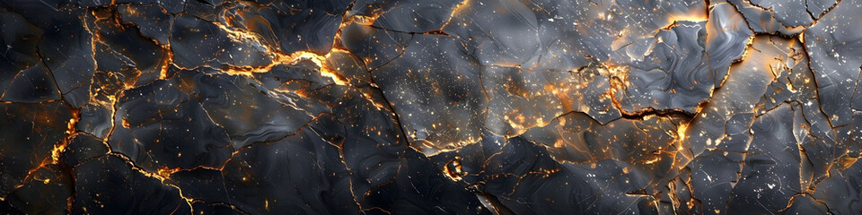 Breathtaking Black Marble Textured Background with Mesmerizing Golden Veins and Patterns