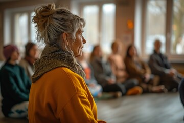 Individuals in a support group engage in a circle, fostering a sense of community and collective healing. - AI Generated