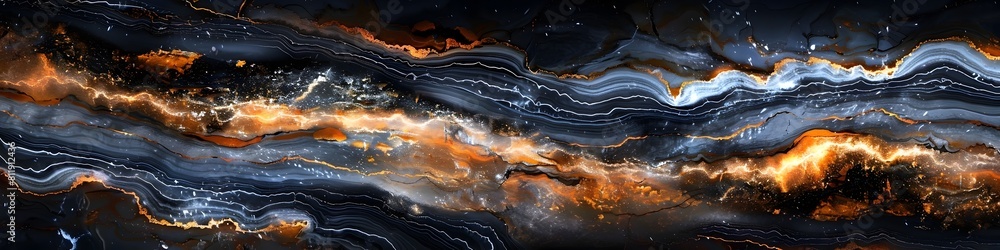 Poster mesmerizing black marble texture with dramatic swirling patterns and captivating contrasts of light 