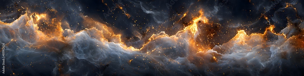 Aufkleber Dramatic Fiery Cosmic Marble Celestial Texture Backdrop with Ethereal Abstract Patterns