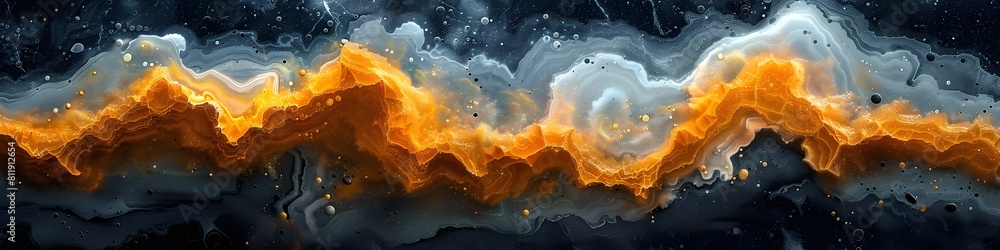 Poster captivating cosmic fusion:fiery marble texture meets ethereal celestial atmospherics