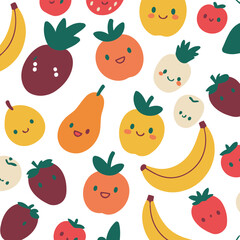 Cute Fruits for young readers' picture book vector illustration