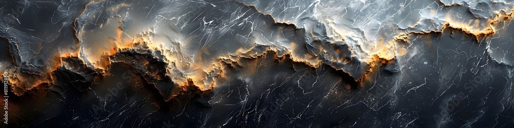 Poster black marble texture background with dramatic fiery atmospheric pattern and moody abstract cosmic en